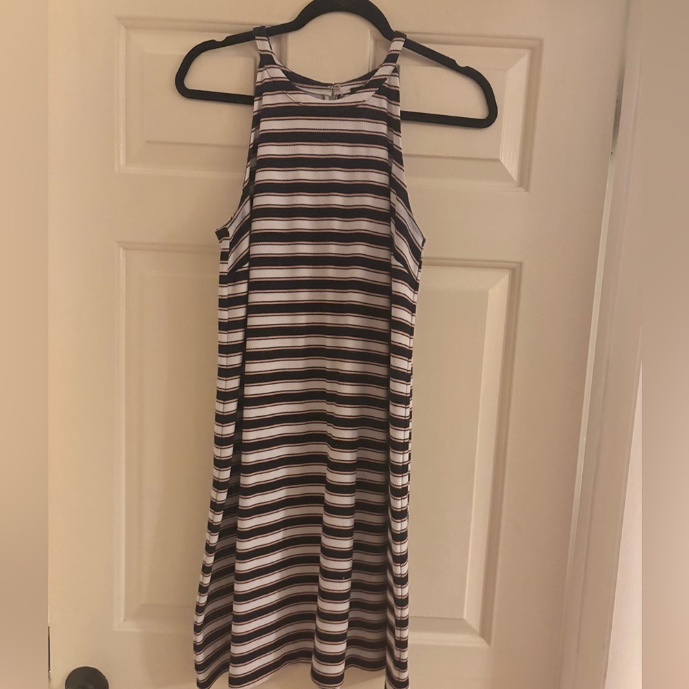 Ann Taylor Striped Knit Dress in Navy, Pink & White